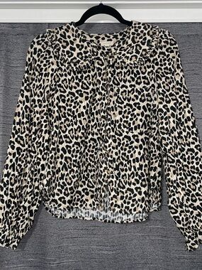 Anthropologie Pilcro Shirt Leopard Cheetah Animal Print Button Up Blouse Top